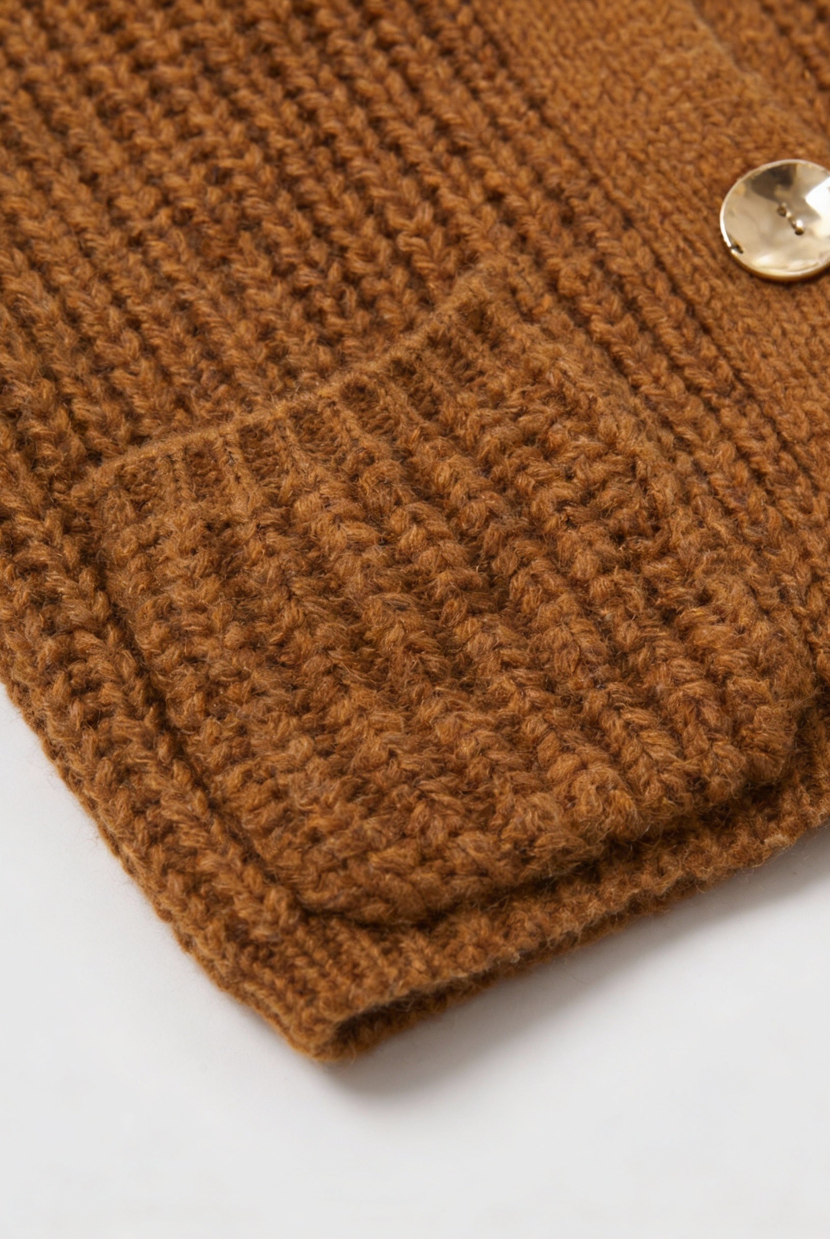 Sophia cozy long brown cardigan sweater with relaxed fit from Lumina Wear, displayed on a neutral background.