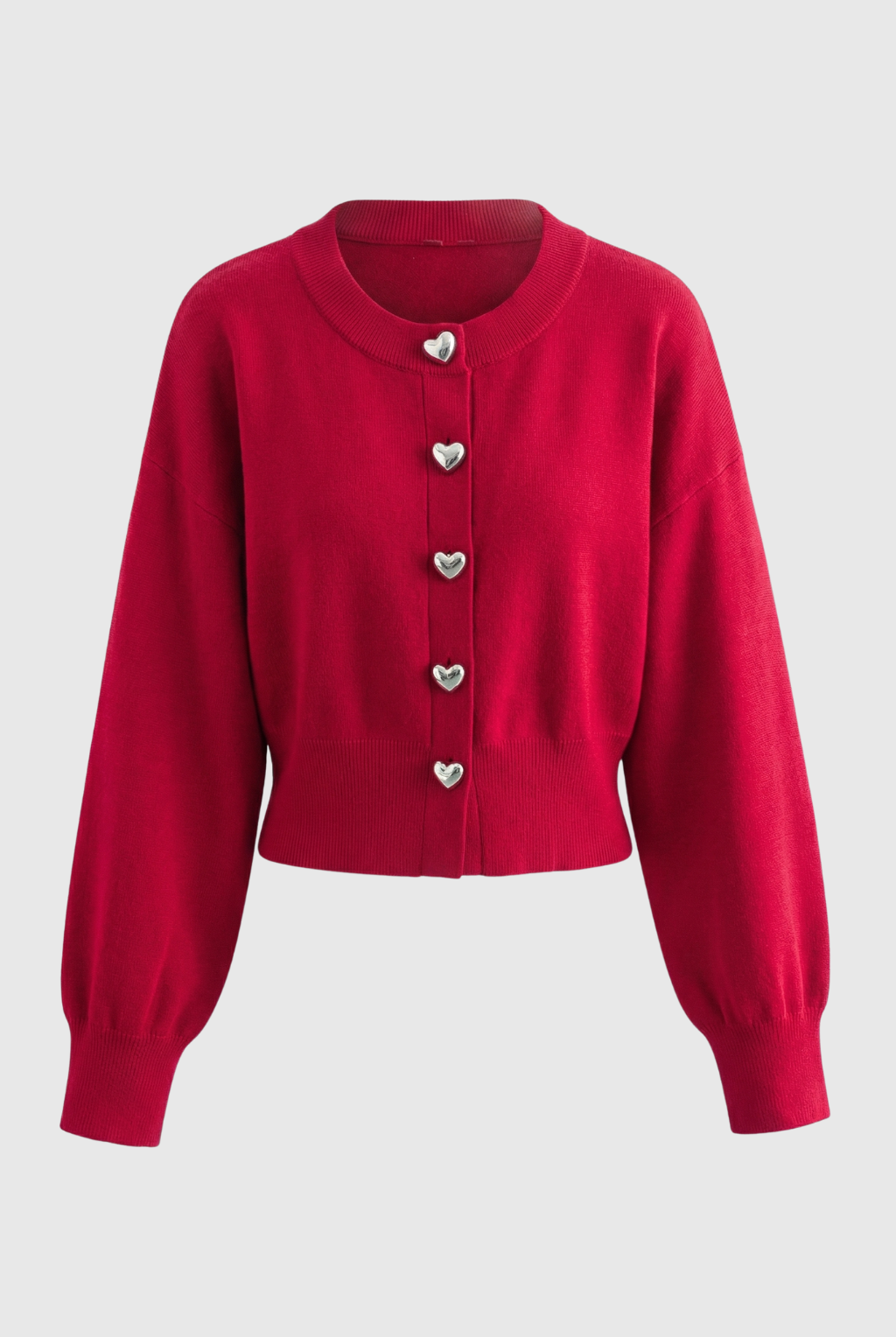 Red Lumina Wear Sophia cozy open front knit cardigan sweater with ribbed hem, casual and comfortable for everyday wear.