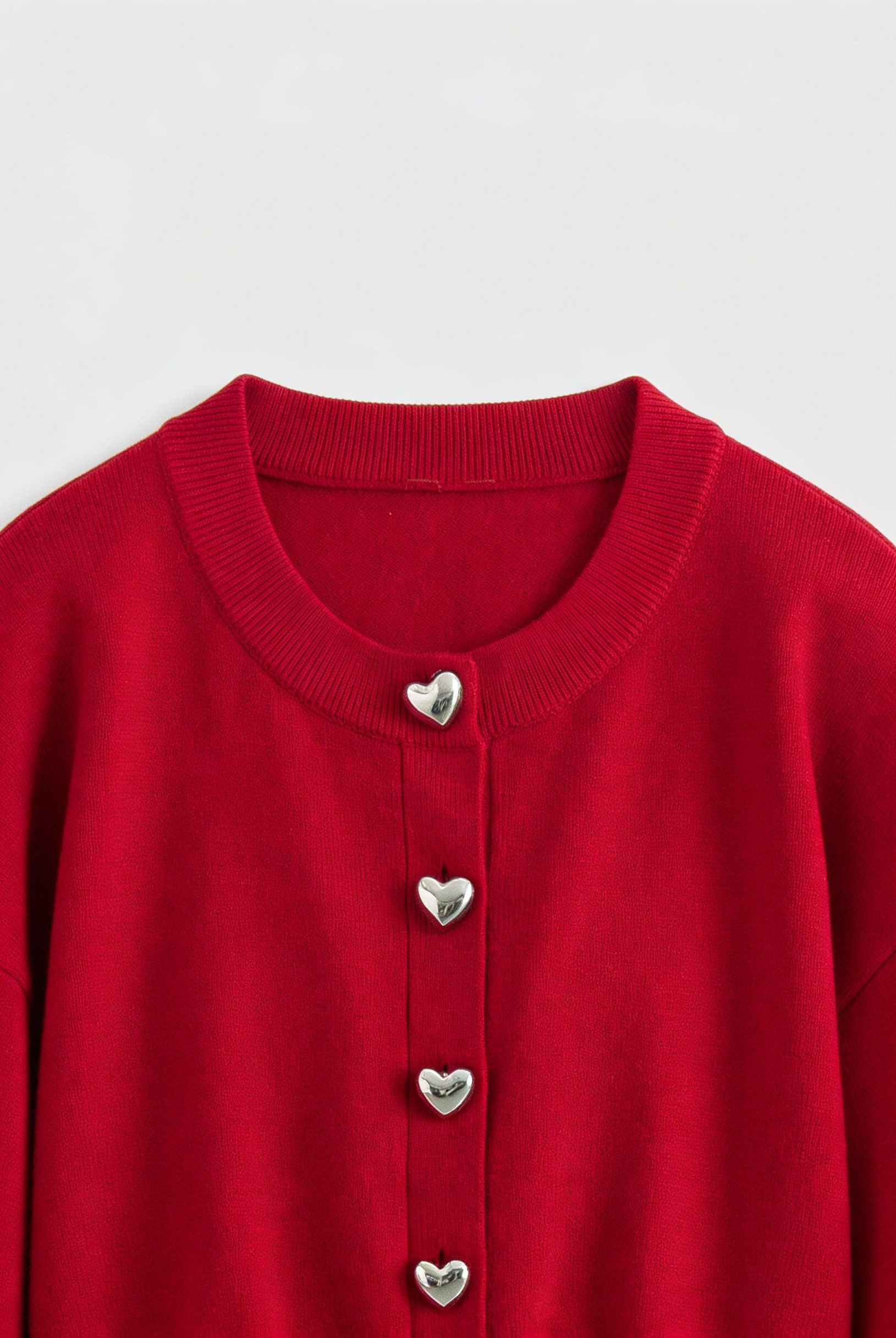 Red Lumina Wear Sophia open front knit cardigan sweater with ribbed hem, cozy and stylish for casual wear.