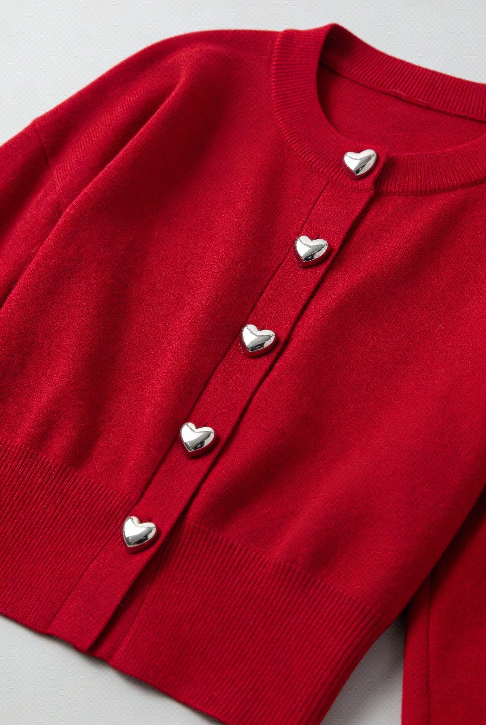 Lumina Wear Sophia cozy open front knit cardigan sweater with ribbed hem in red, perfect for casual layered looks.