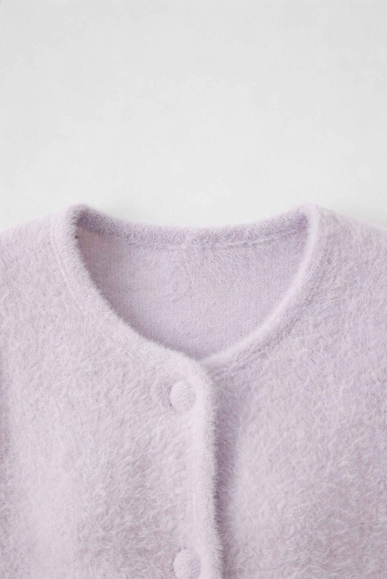 Sophia Lumina cozy purple knitted women's cardigan with open front, casual and warm for stylish comfort.