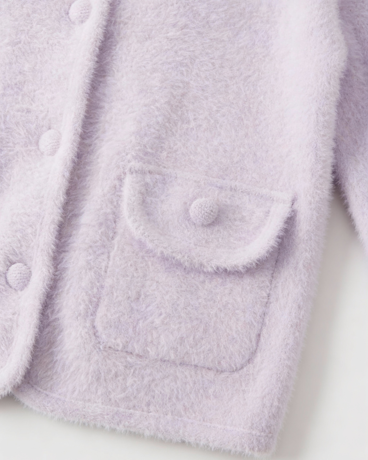 Sophia purple knitted cardigan with open front from Lumina Wear, featuring a cozy, stylish design for women.