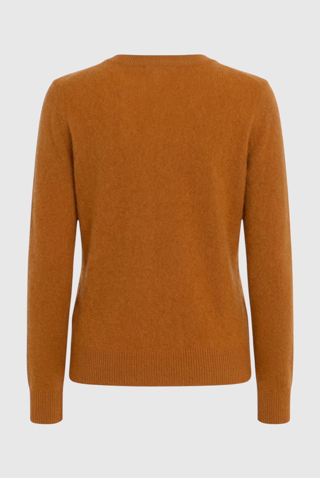 Sophia Lumina Wear cozy orange V-neck sweater with flattering fit, long sleeves, and soft knit fabric, perfect for casual wear.