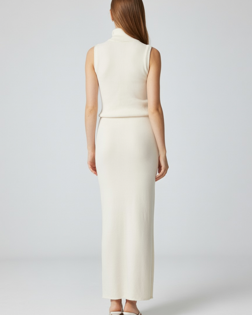 Lumina Wear Sophia apricot knit skirt set featuring a flattering fit, stylish and elegant women's clothing ensemble.