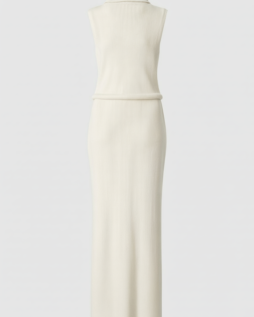 Elegant apricot knit skirt set by Lumina Wear featuring a flattering fit, perfect for stylish women’s fashion.
