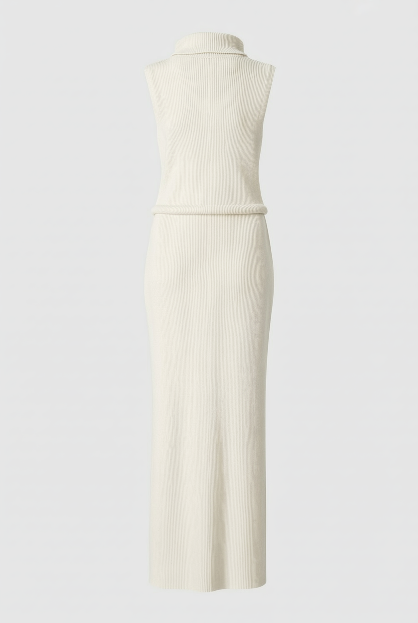 Elegant apricot knit skirt set by Lumina Wear, featuring a flattering fit for women's stylish casual or office wear.