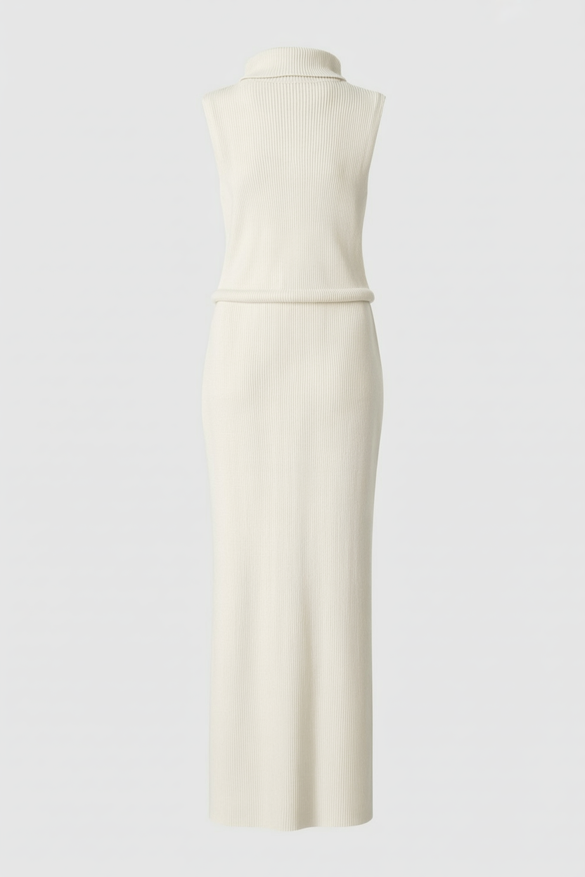 Elegant apricot knit skirt set by Lumina Wear, featuring a flattering fit for women's stylish casual or office wear.