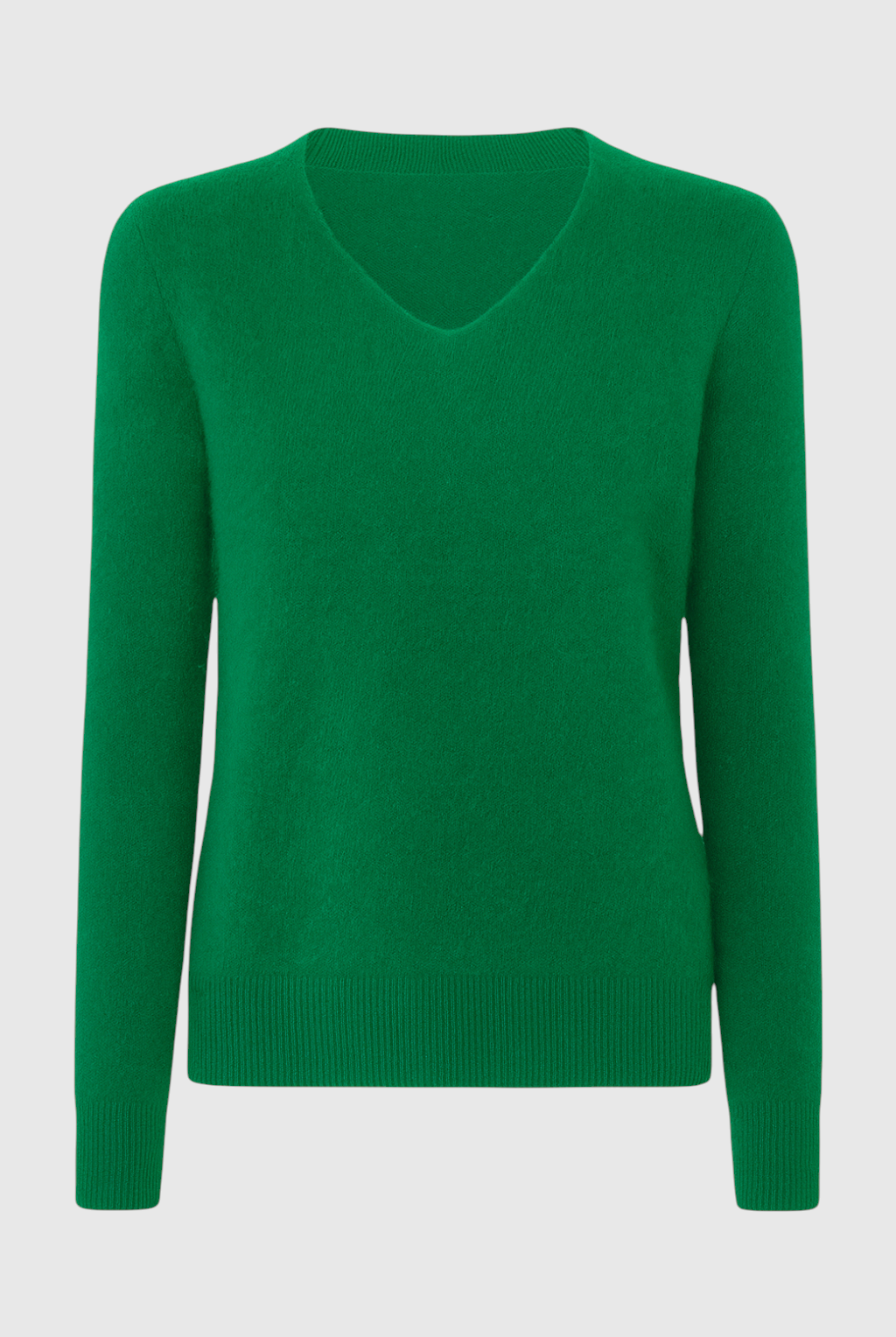 Lumina Wear Sophia green V-neck sweater with fitted silhouette, showcasing soft knit fabric and stylish design.