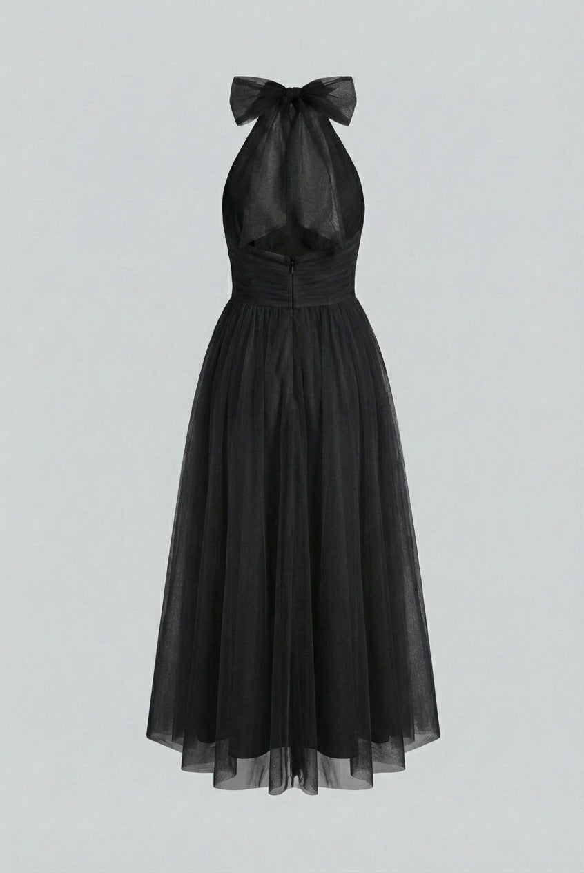Sophia black long sleeve midi dress by Lumina Wear featuring a flattering silhouette and elegant design for women.