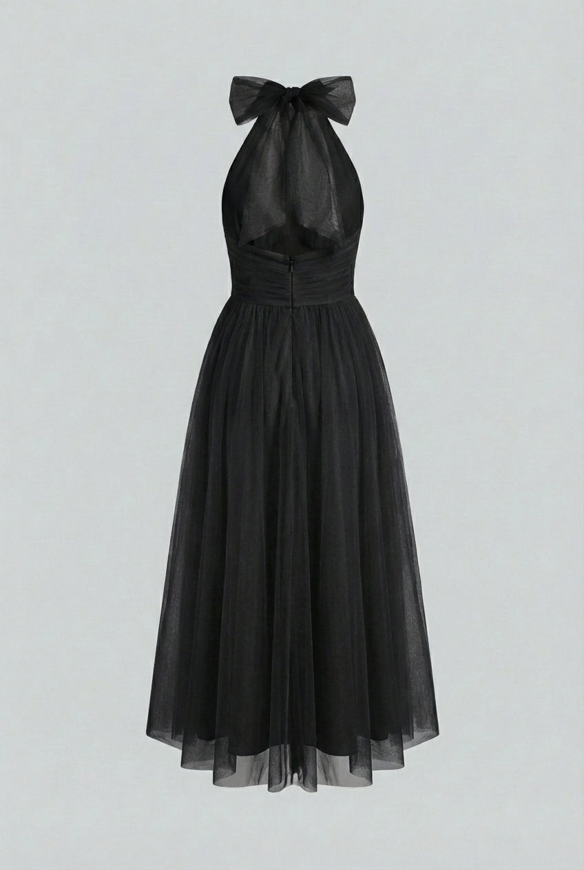 Sophia black long sleeve midi dress by Lumina Wear featuring a flattering silhouette and elegant design for women.