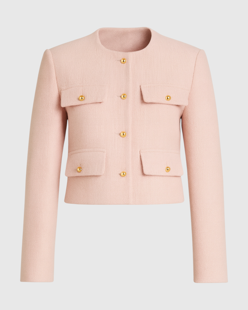 Elegant pink short jacket from Lumina Wear, featuring versatile style and tailored fit, perfect for casual or dressy occasions.