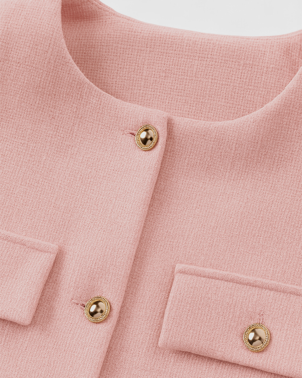 Elegant pink short jacket from Lumina Wear, featuring versatile style and lightweight design, perfect for casual or semi-formal wear.