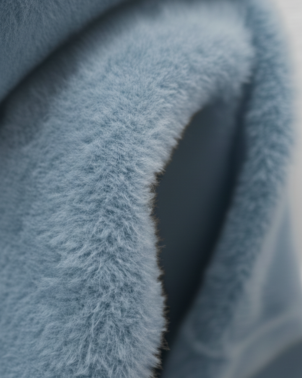 Blue Lumina Wear Sophia slim fit turtleneck sweater with elegant design, shown on a model in a close-up view.