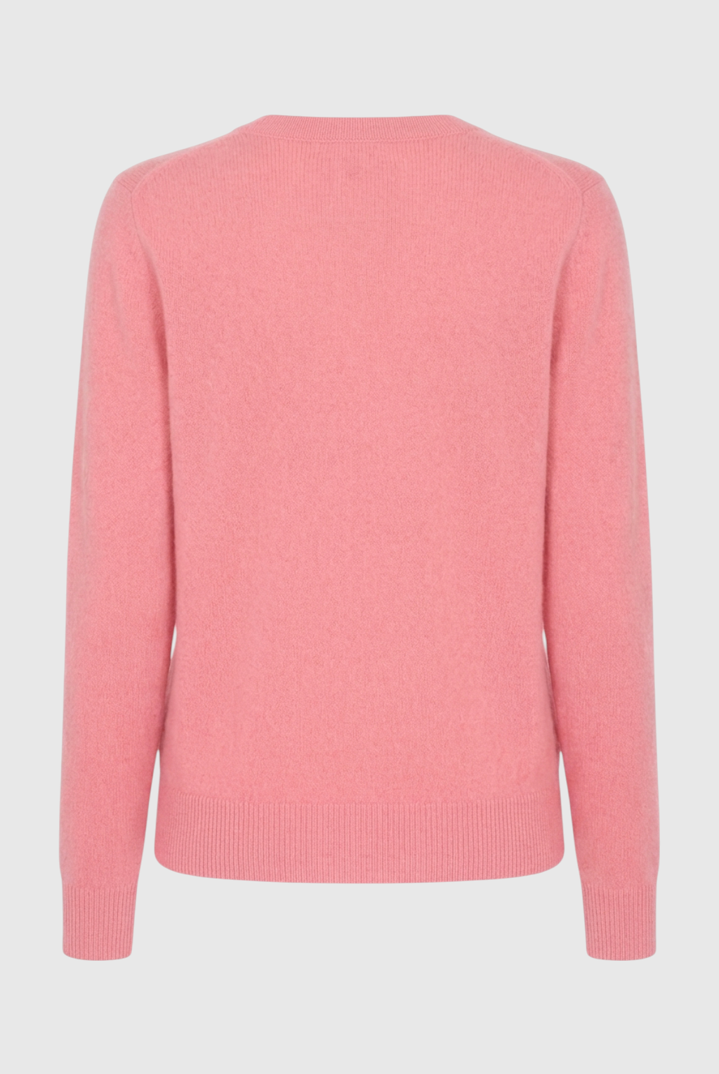 Pink Lumina Wear Sophia V-neck knit sweater with long sleeves, featuring a flattering design and cozy knit texture.