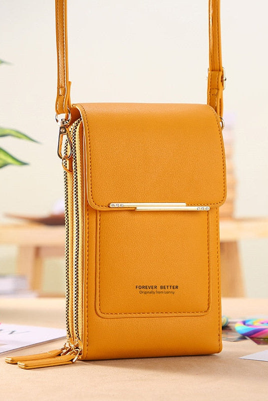 Sophia vegan leather shoulder bag by Lumina Wear featuring touch-sensitive details in mocha, stylish handbag for modern fashion.