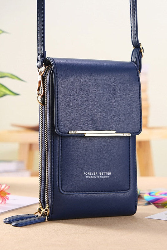 Sophia modern vegan leather shoulder bag with touch features by Lumina Wear, in mocha, showcasing sleek design and functional details.