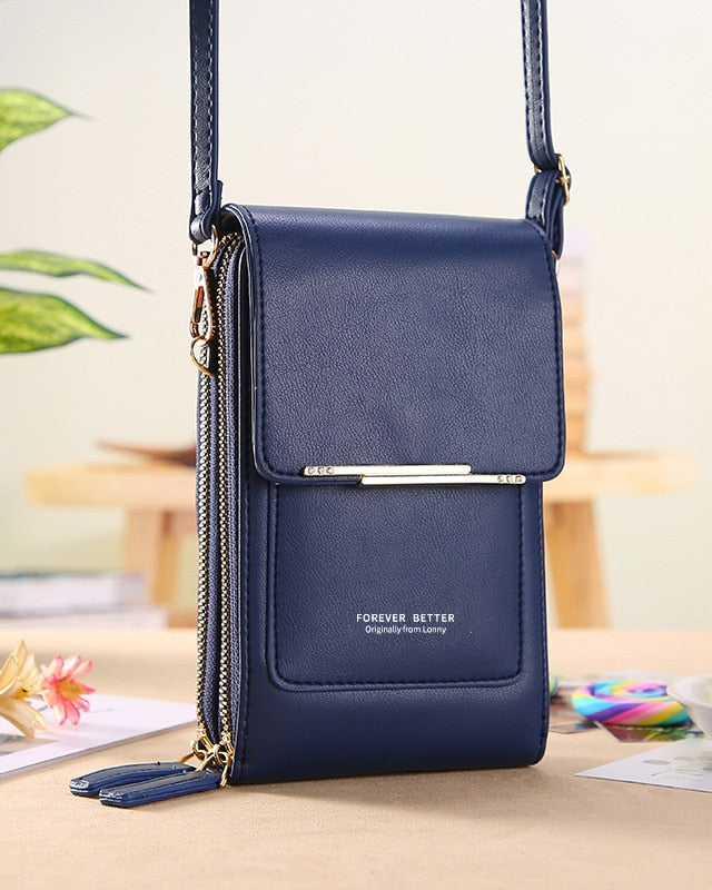 Sophia Lumina vegan leather shoulder handbag with touch features, mocha color, stylish design, and gold-tone hardware.