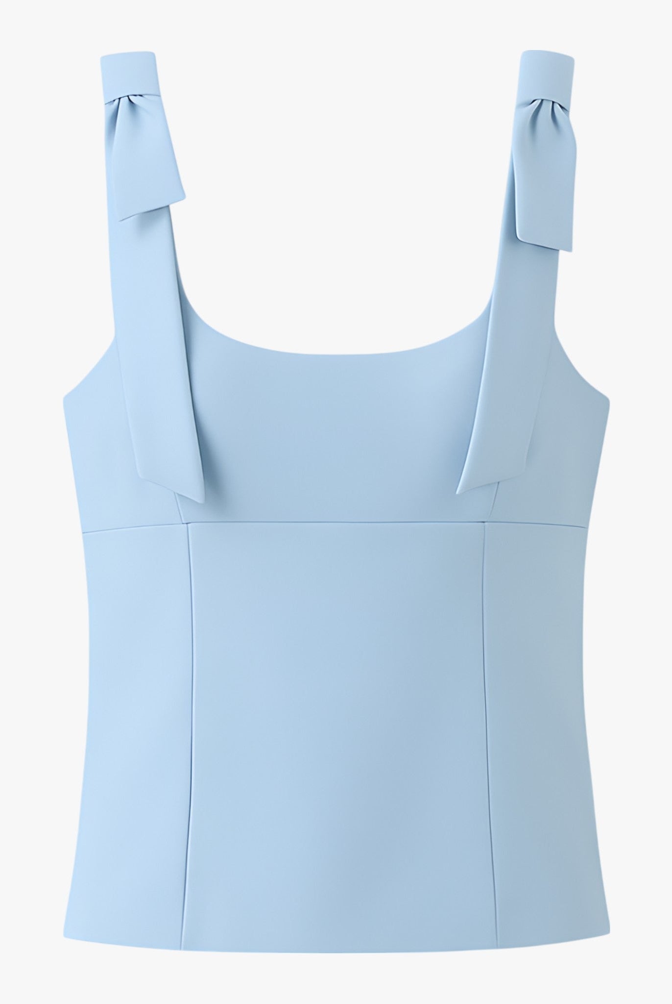 Lumina Wear Sophia blue crop top with playful bow detail and zipper closure, women's fashion top, size XS.