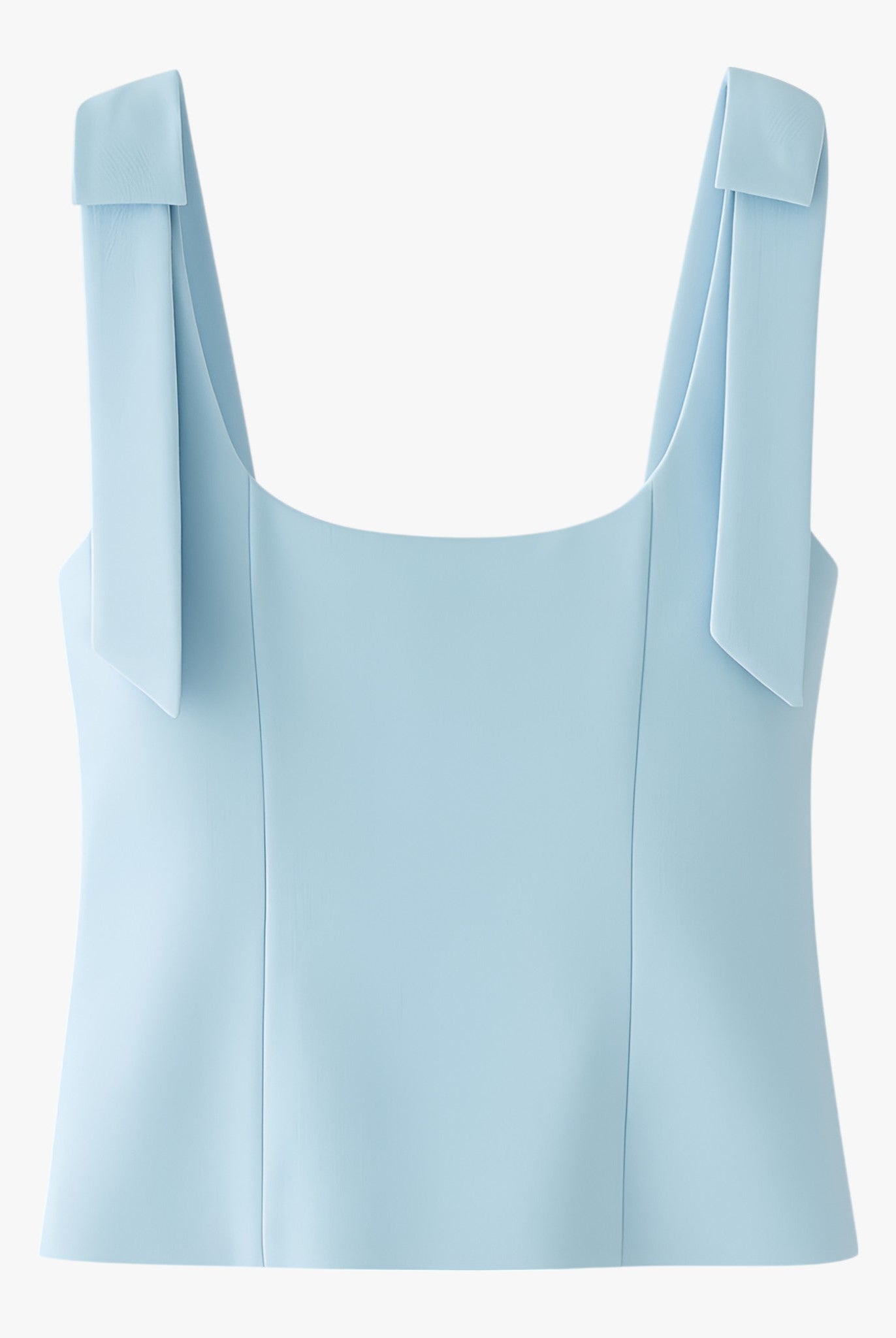 Lumina Wear Sophia playful bow-detail crop top with zipper closure in blue, designed for women's fashion, size XS.