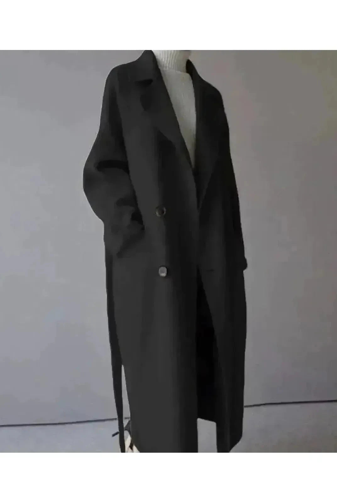 Beige Sophie elegant long coat for women by Lumina Vancouver, stylish and sophisticated outerwear with a tailored fit.
