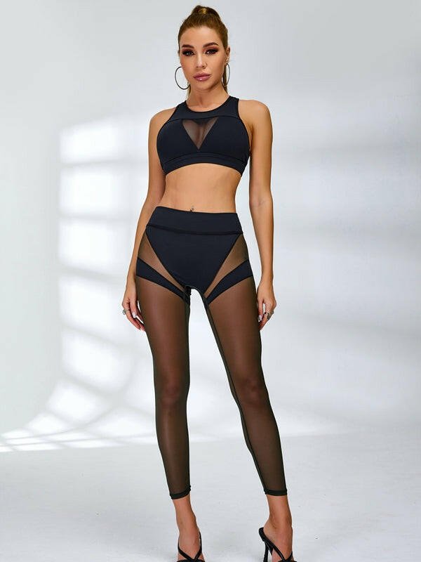Black Lumina Vancouver super sexy sheer mesh sports bra with breathable, form-fitting design for active wear.