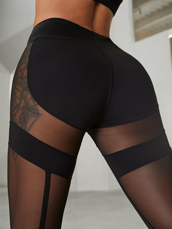 Black mesh sports bra from Lumina Vancouver, showcasing a stylish, supportive design ideal for active wear.