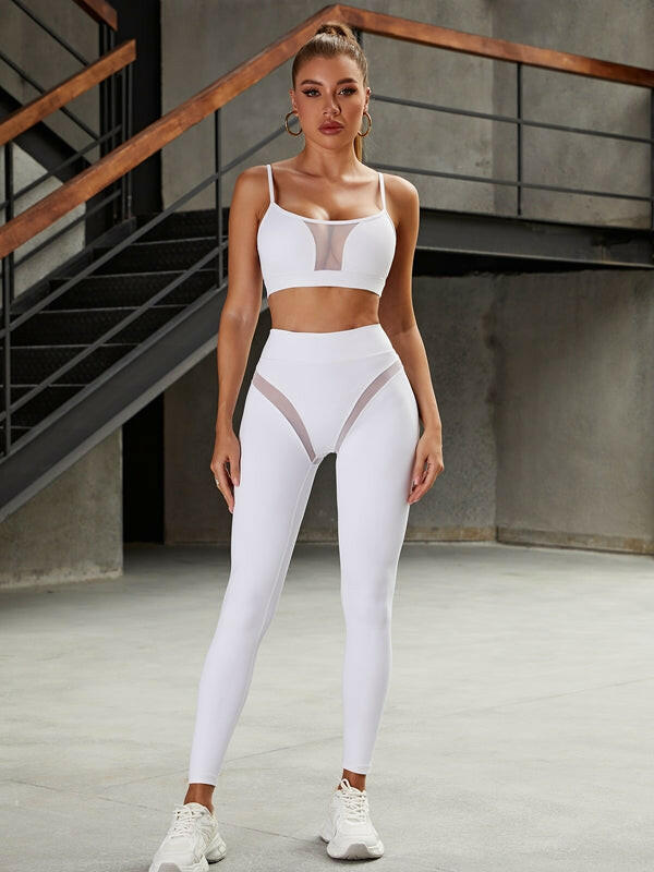 White Lumina Vancouver mesh sports bra with a stylish, breathable design, perfect for activewear and workout comfort.