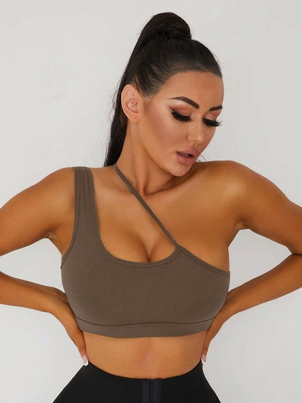 Black Lumina Vancouver medium-impact sports bra with a snug fit, designed for support during workouts.