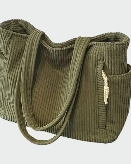 Green Tilda Lumina Wear minimalist tote bag with spacious interior, stylish handbag for everyday use.