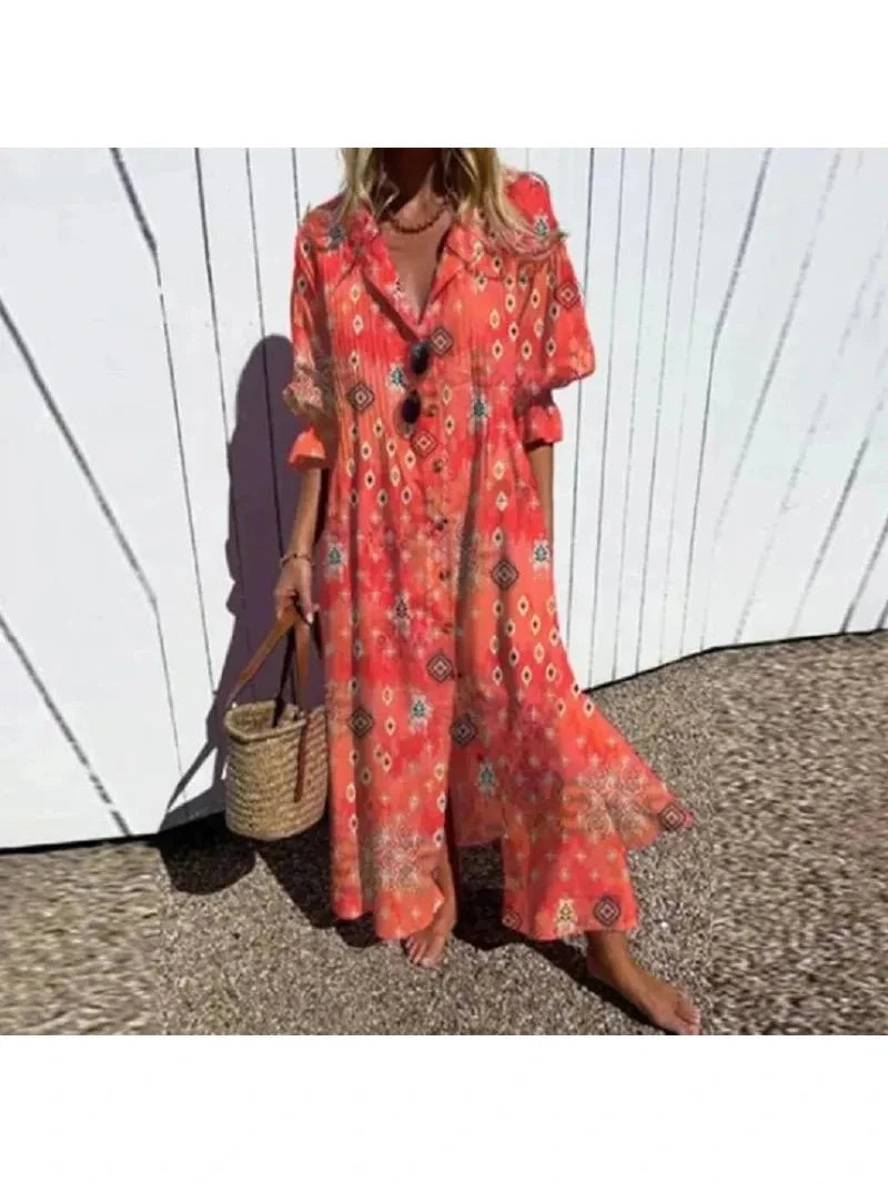 Multicolor Trishia™ Vibrant Bloom Dress by Lumina Wear, stylish sleeveless dress with floral pattern, perfect for summer wear.