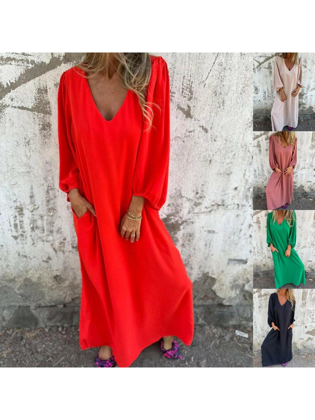 Red and orange Trixy™ Maxi Dress by Lumina Vancouver, flowing design, perfect for summer wear.