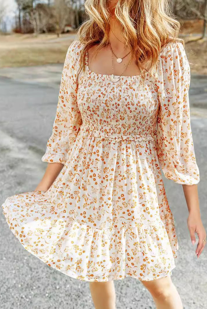 Valentina Rose Harlow A-Line Mini Dress in apricot by Lumina Vancouver, featuring a stylish fit and elegant design.
