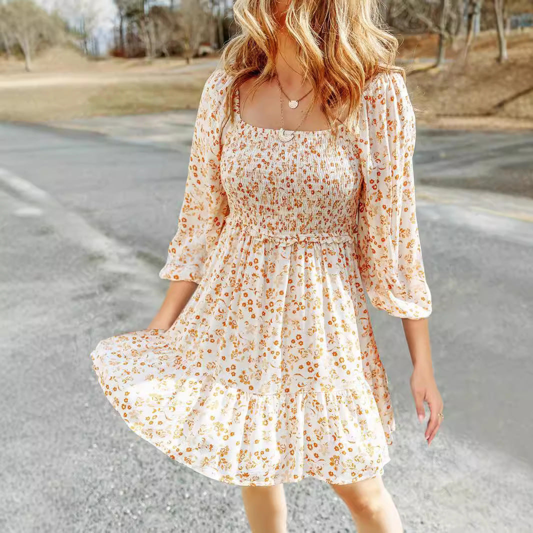 Valentina Rose Harlow A-Line Mini Dress in apricot by Lumina Vancouver, featuring a stylish fit and elegant design.