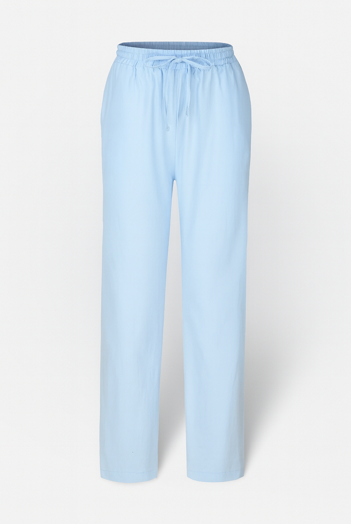 Victor Lumina beige relaxed trousers with elastic waistband, featuring a subtle circle print and comfortable fit.