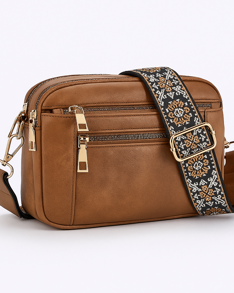 Victoria bohemian-inspired vegan leather shoulder handbag by Lumina Wear, dark brown with stylish, handcrafted details.