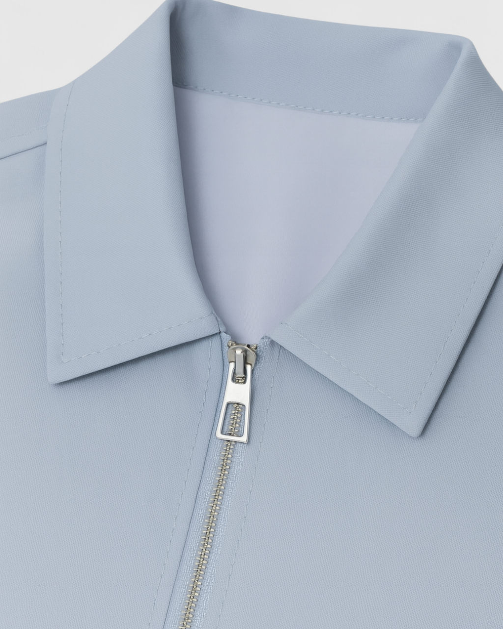 Light blue Victoria Lumina Wear casual bomber jacket with zipper closure, featuring a relaxed fit and stylish design.