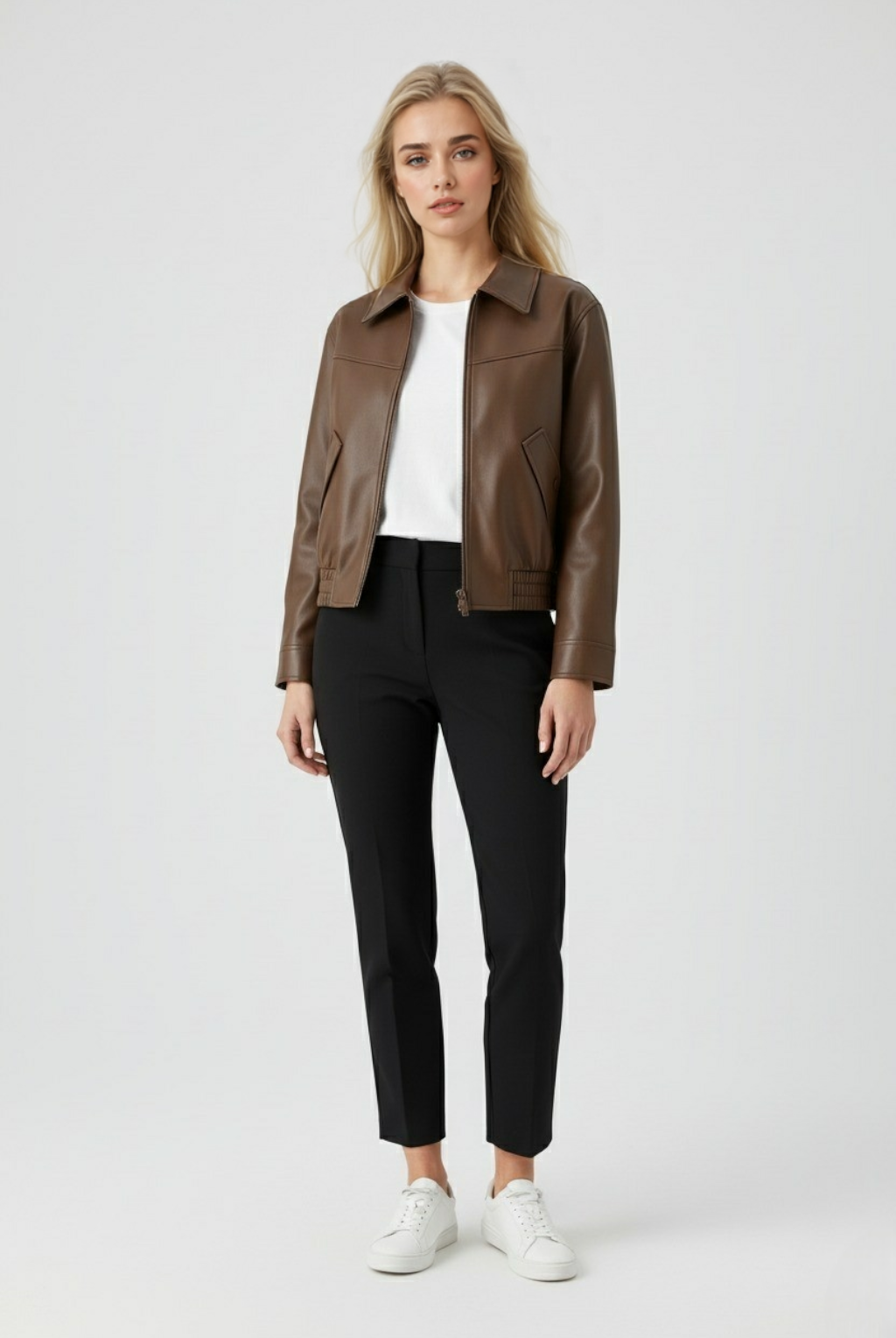 Victoria vintage-style casual jacket by Lumina Wear, shown in coffee color, featuring timeless design and classic silhouette.