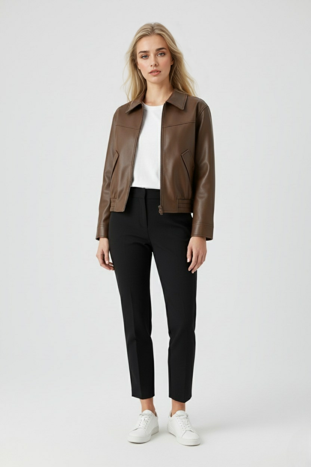 Victoria vintage-style casual jacket by Lumina Wear, shown in coffee color, featuring timeless design and classic silhouette.