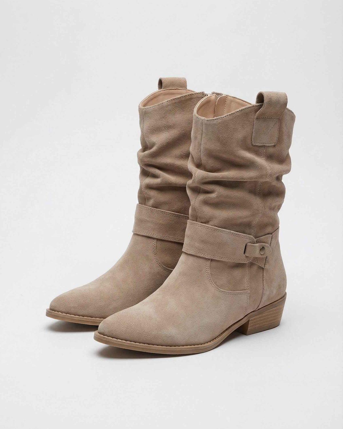 Lumina Wear Victoria chic apricot suede ankle boots with warm lining, stylish for women, featuring a sleek design and comfortable fit.