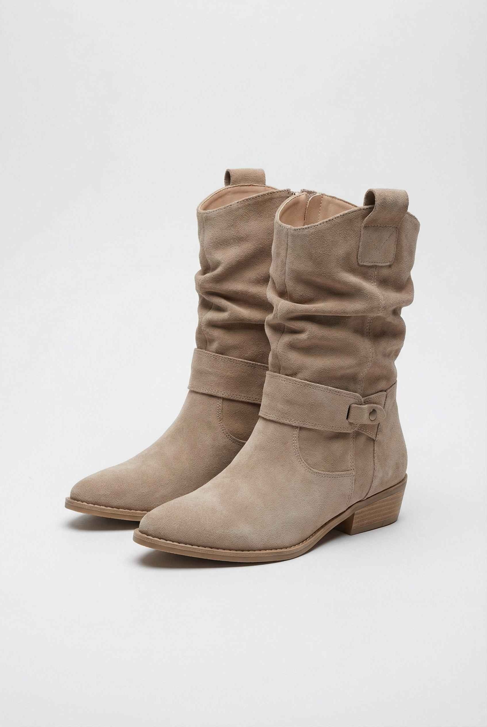 Lumina Wear Victoria women's ankle boots in chic apricot suede with warm lining, stylish and comfortable for cold weather.