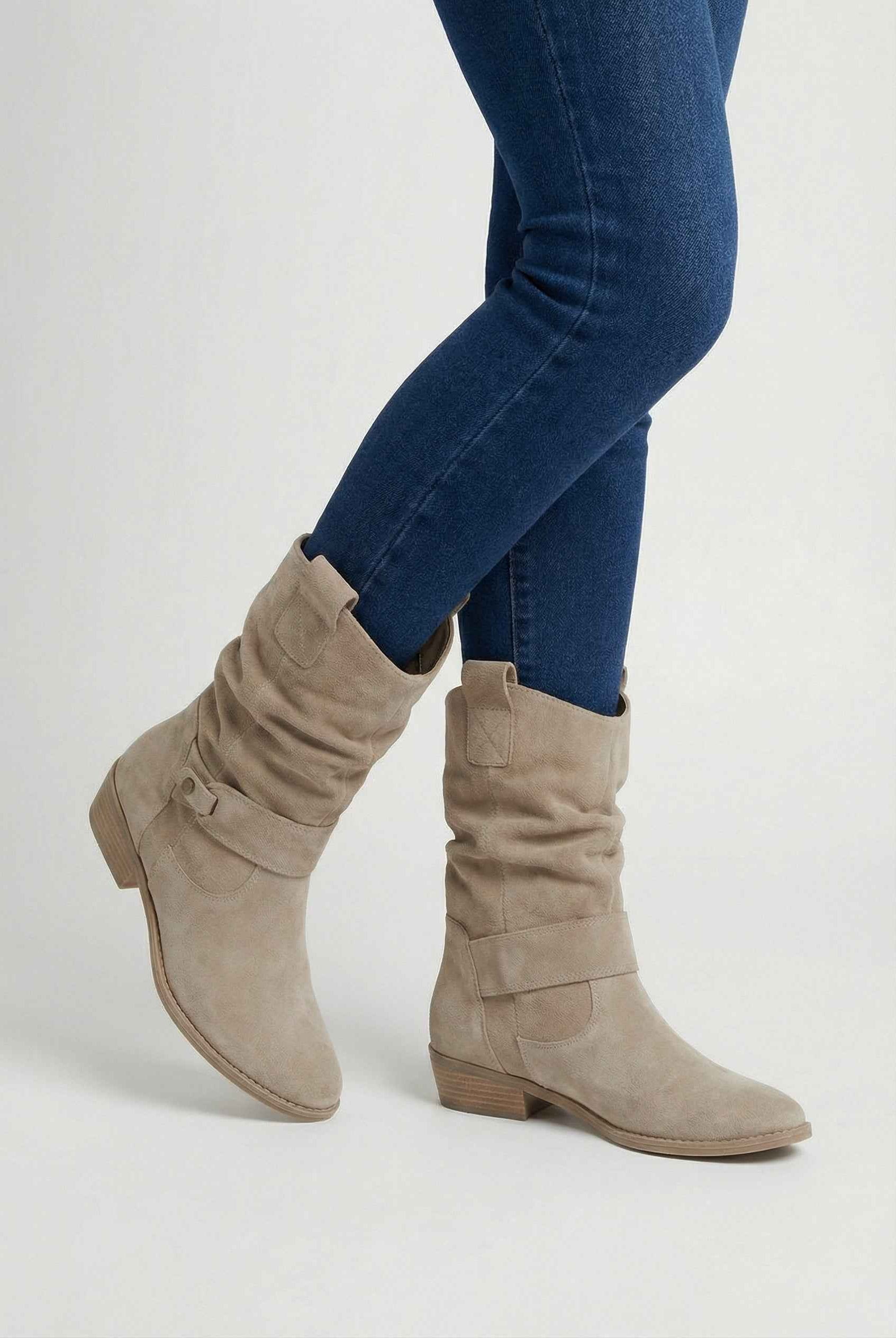 Victoria women's ankle boots in chic apricot suede with warm lining by Lumina Wear, featuring stylish ankle-high design and cozy interior.