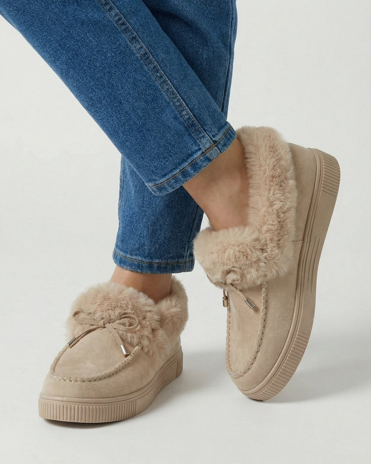 Victoria beige winter boots by Lumina Wear featuring a sturdy sole and warm lining, designed for stylish winter wear.