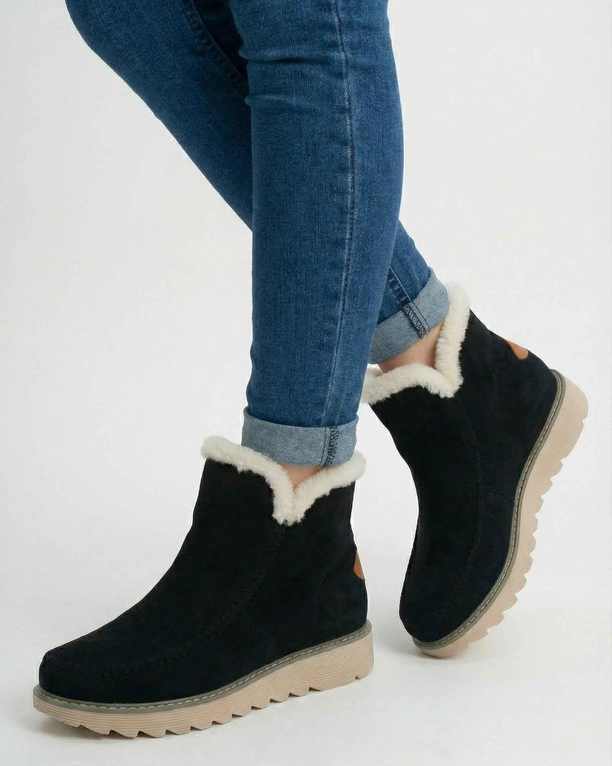 Victoria black ankle boots with warm lining by Lumina Wear, featuring stylish design and cozy interior for cold weather.