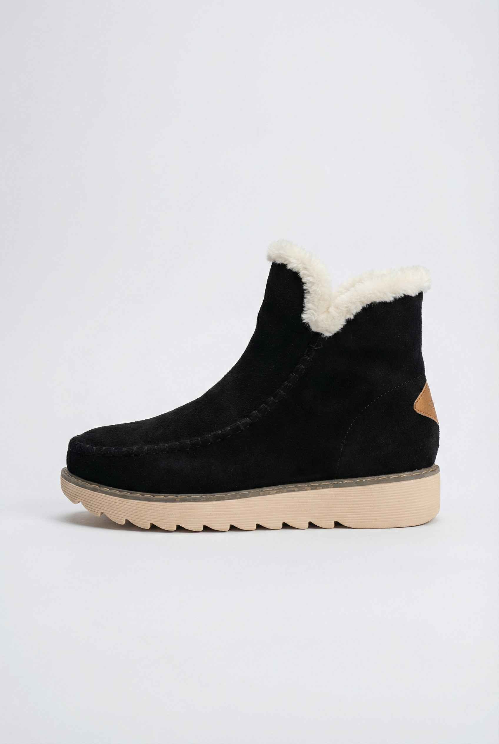 Victoria black ankle boots by Lumina Wear with warm lining, stylish design, and ankle-high silhouette on a neutral background.