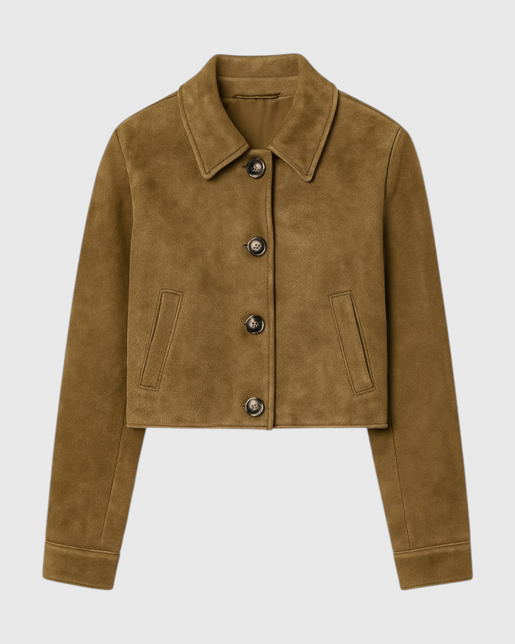 Victoria Chic brown button jacket by Lumina Wear featuring breathable fabric and stylish design.