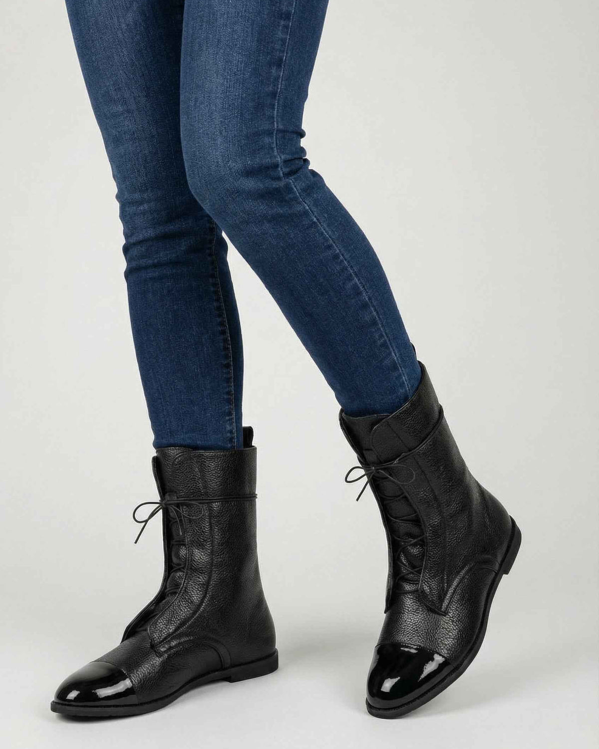 Victoria black lace-up ankle boots with cozy lining from Lumina Wear, stylish and comfortable women's footwear.