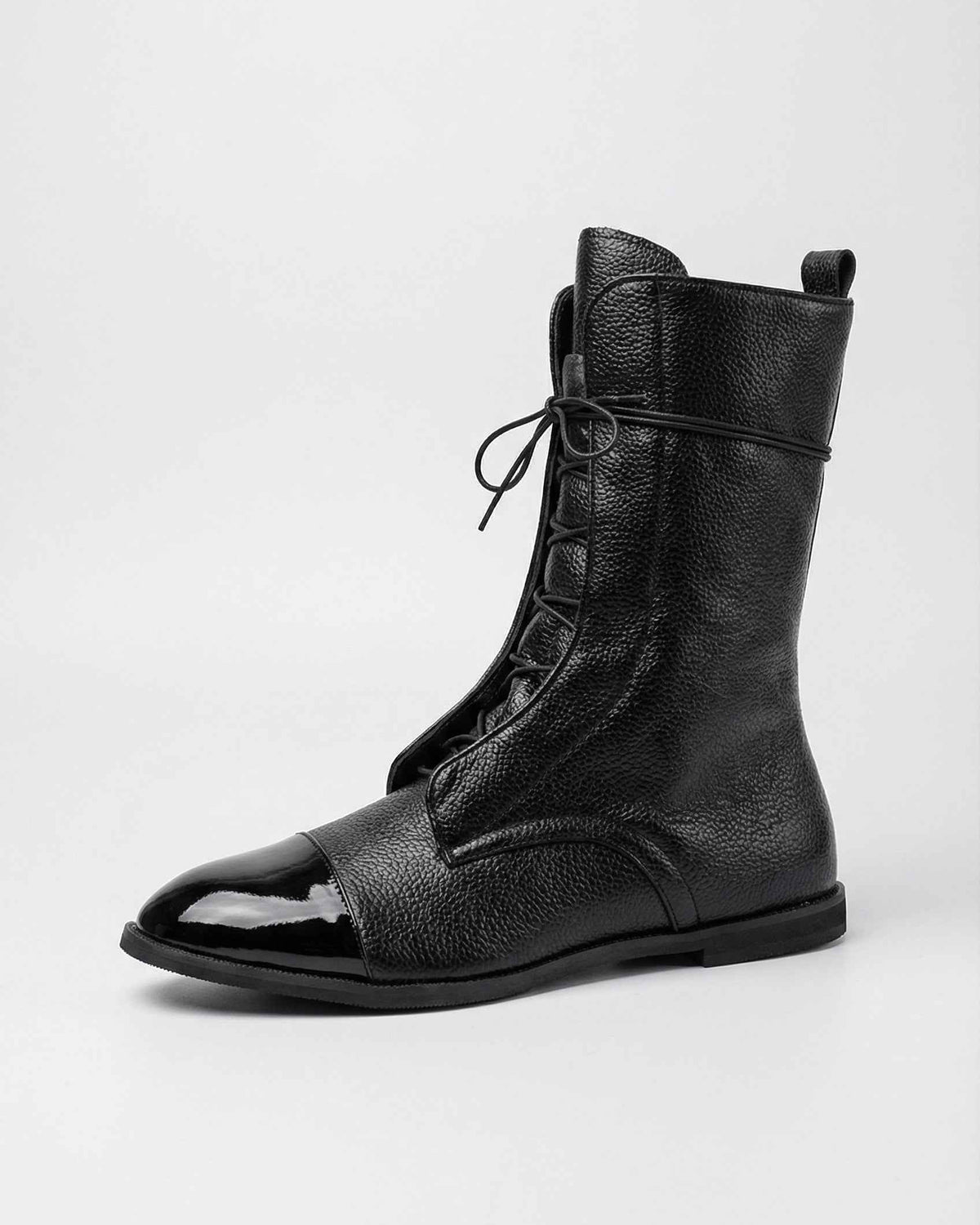 Victoria black lace-up ankle boots with cozy lining by Lumina Wear, stylish footwear for women featuring a sleek design and comfortable fit.