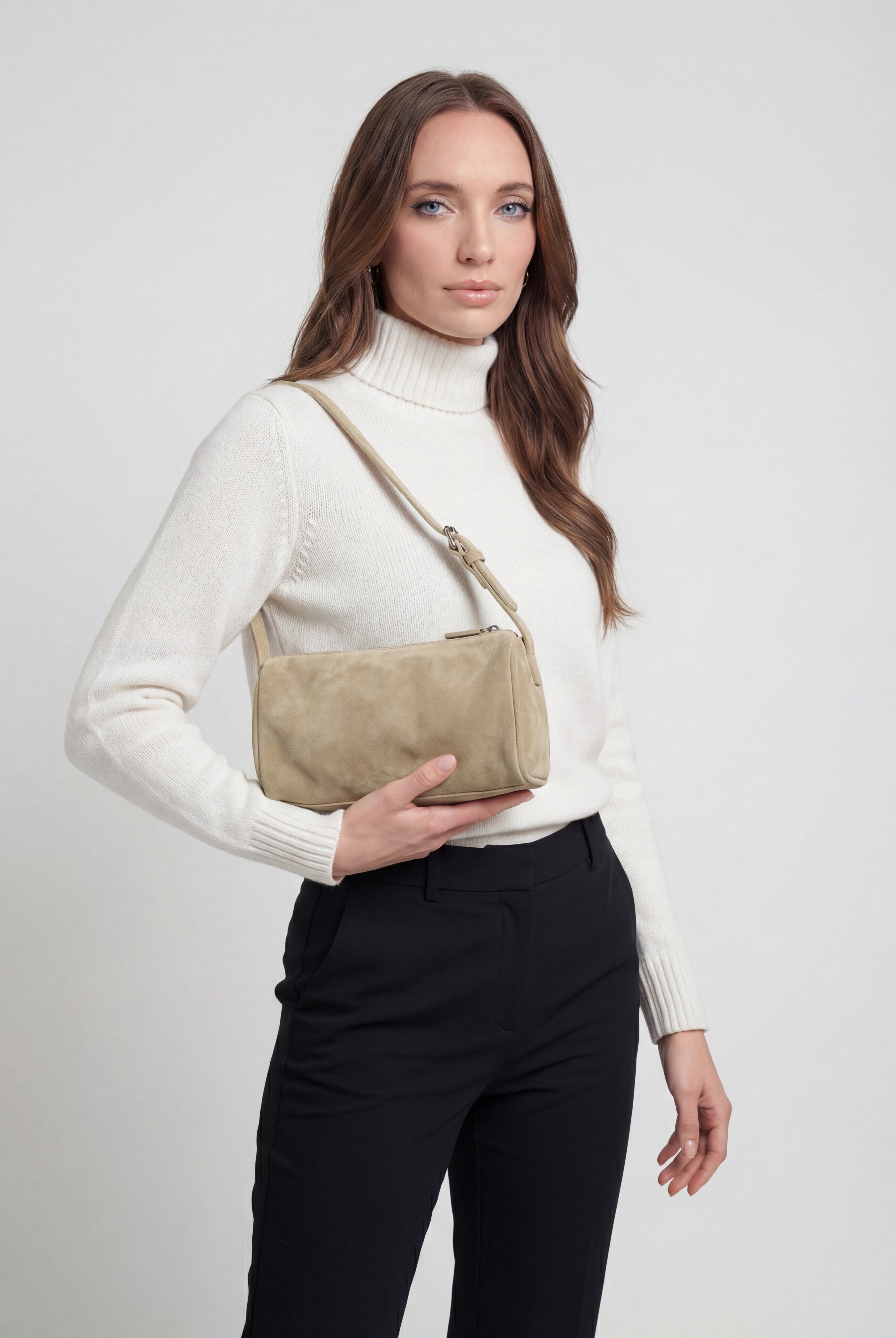 Lumina Wear Victoria black mini shoulder bag with adjustable strap, stylish compact handbag for everyday use.