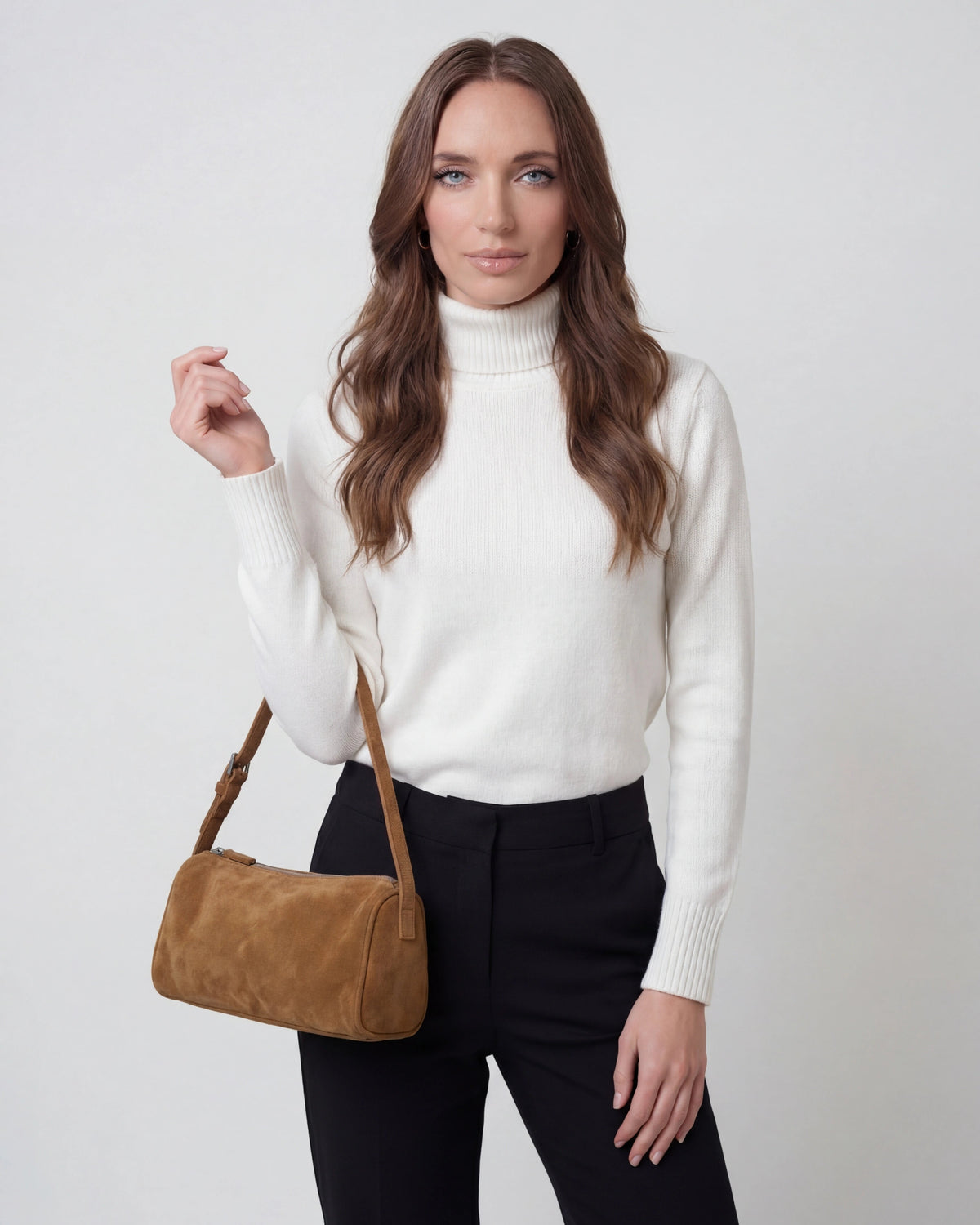 Victoria black mini shoulder handbag with adjustable strap from Lumina Wear, featuring a sleek, compact design and stylish details.