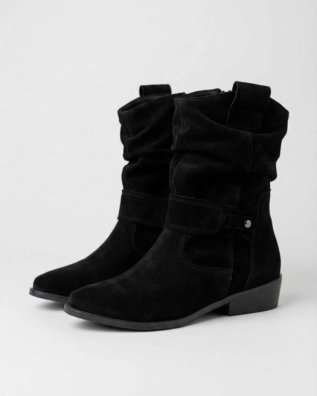 Victoria black suede ankle boots for women by Lumina Wear with sturdy sole and stylish design.